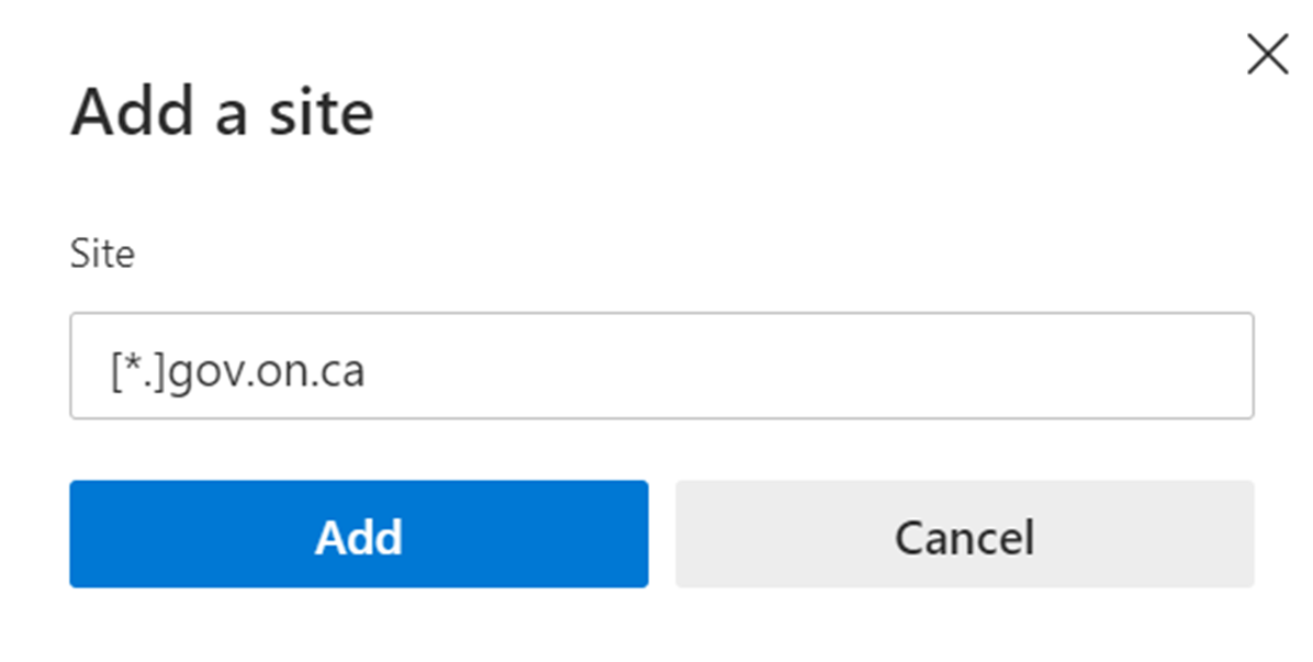 Adding [*.]gov.on.ca in the Allow category